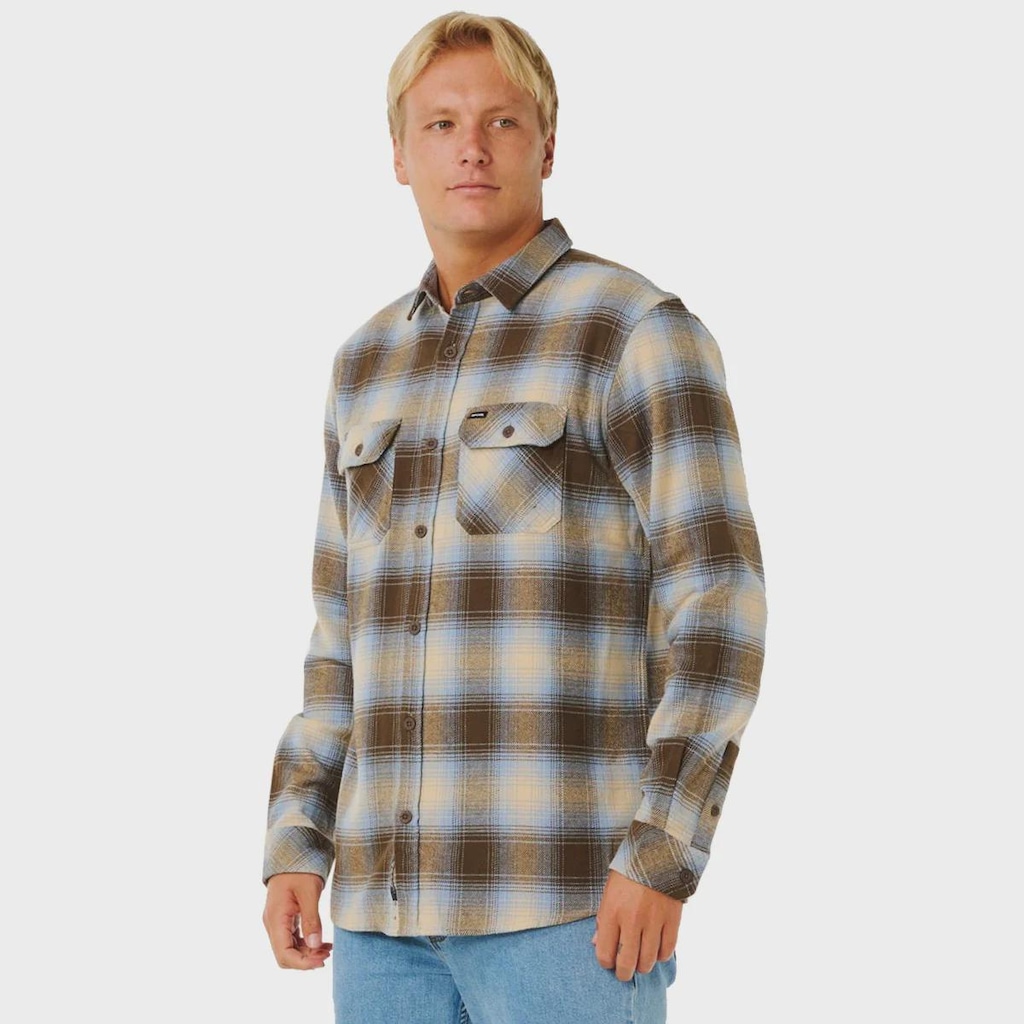 Camisa Rip Curl Count Flannel Brown Blue Importada - Masculina