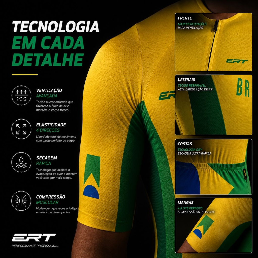 Imagem 2 do produto Camisa Ciclismo ERT New Elite Brasil 2.0 - Unissex