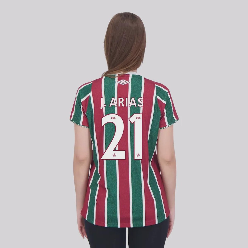 Camisa do Fluminense I 24/25 21 J. Arias Umbro Feminina