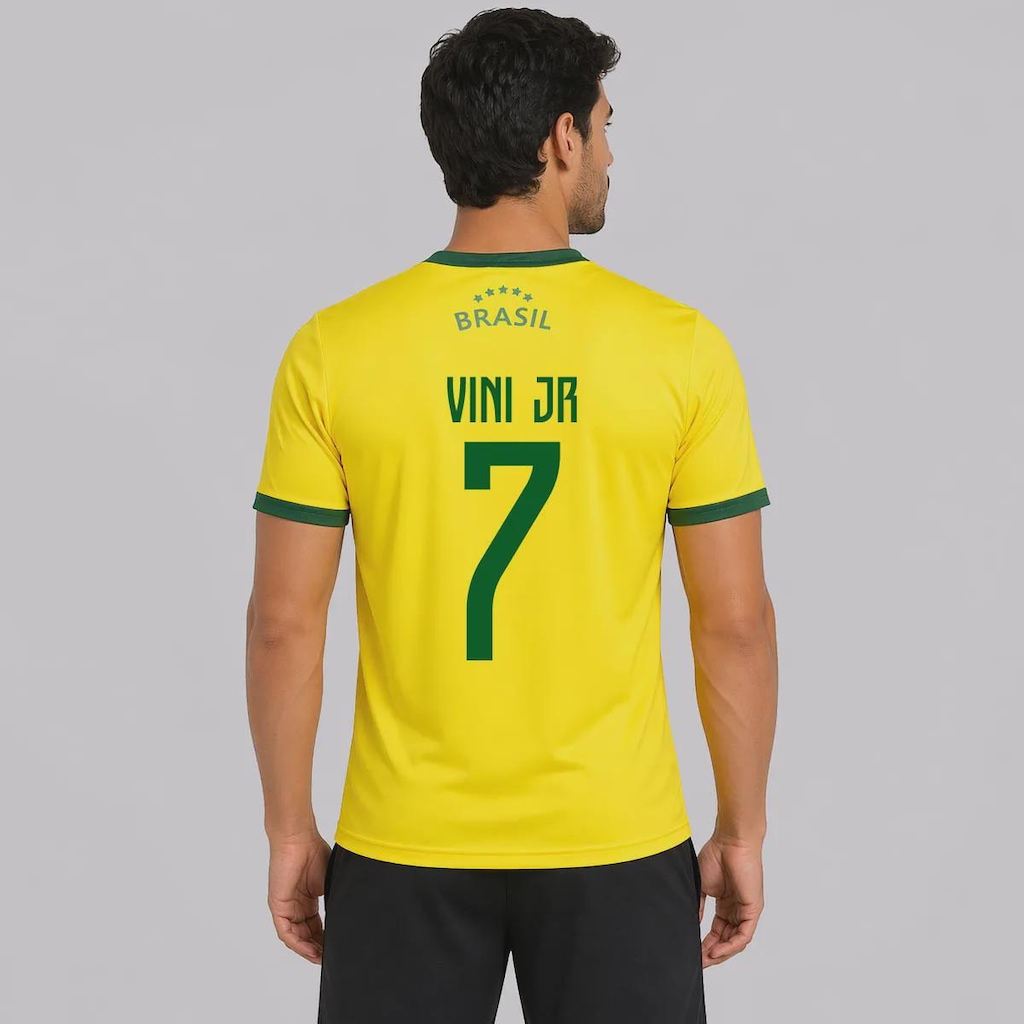 Camisa FutFanatics Brasil Canarinho 7 Vini Jr Masculina