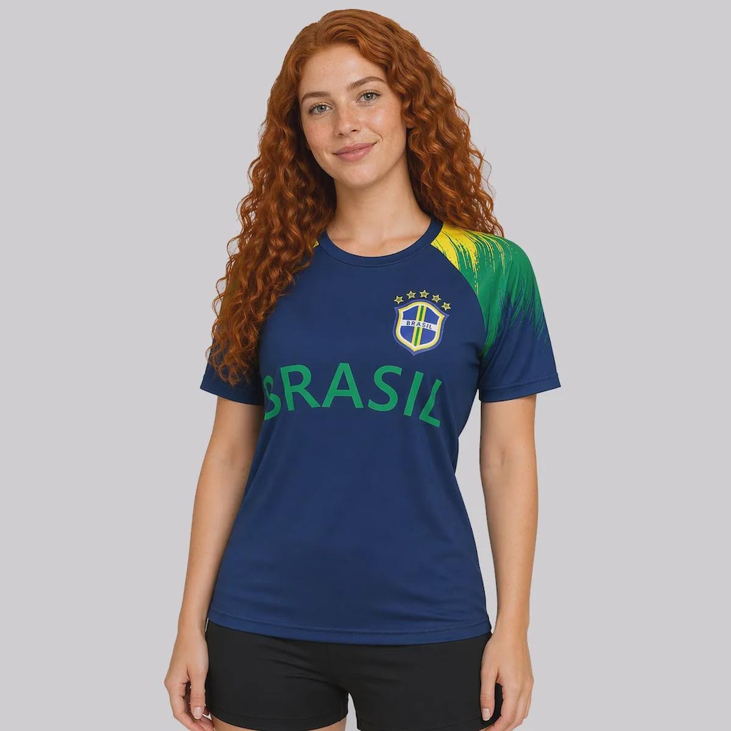 Camisa FutFanatics Brasil Raglan Feminina