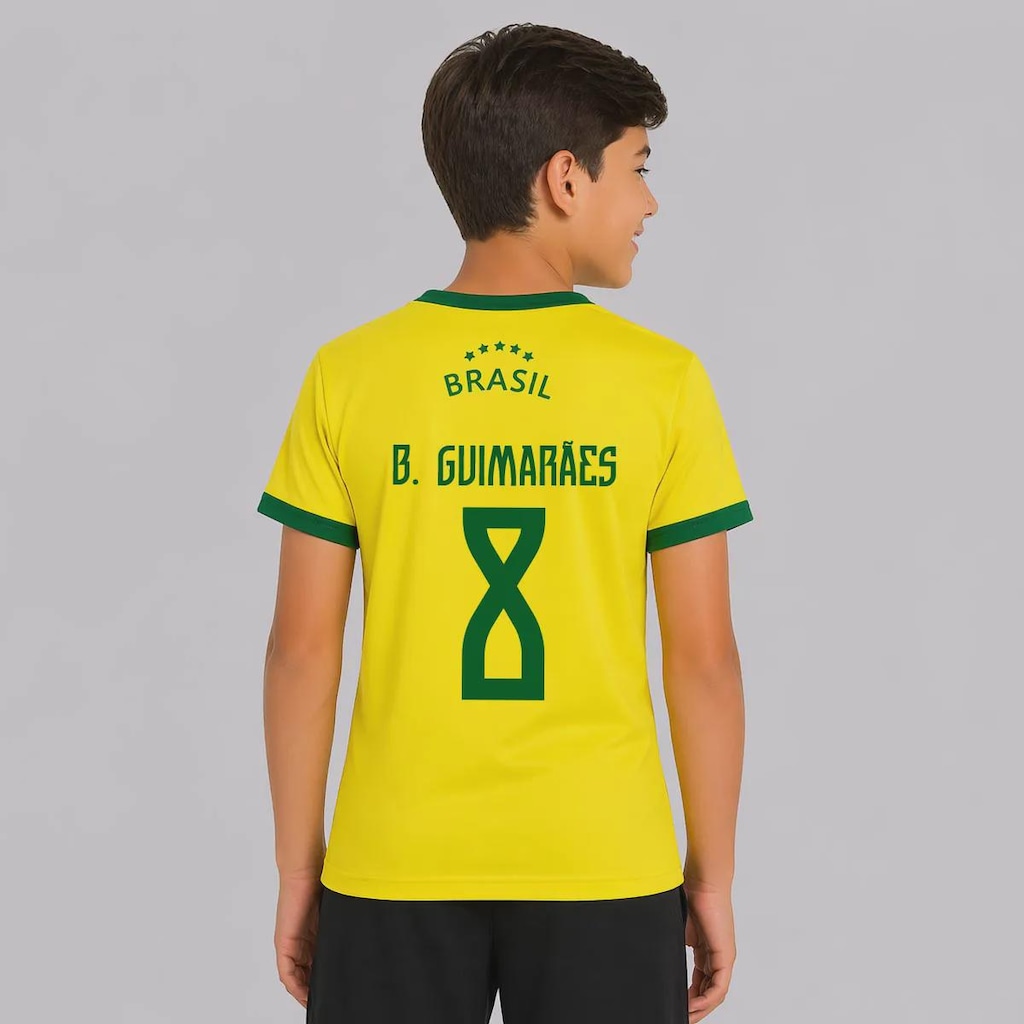 Camisa Brasil Canarinho Juvenil 8 B. Guimarães FutFanatics Infantil