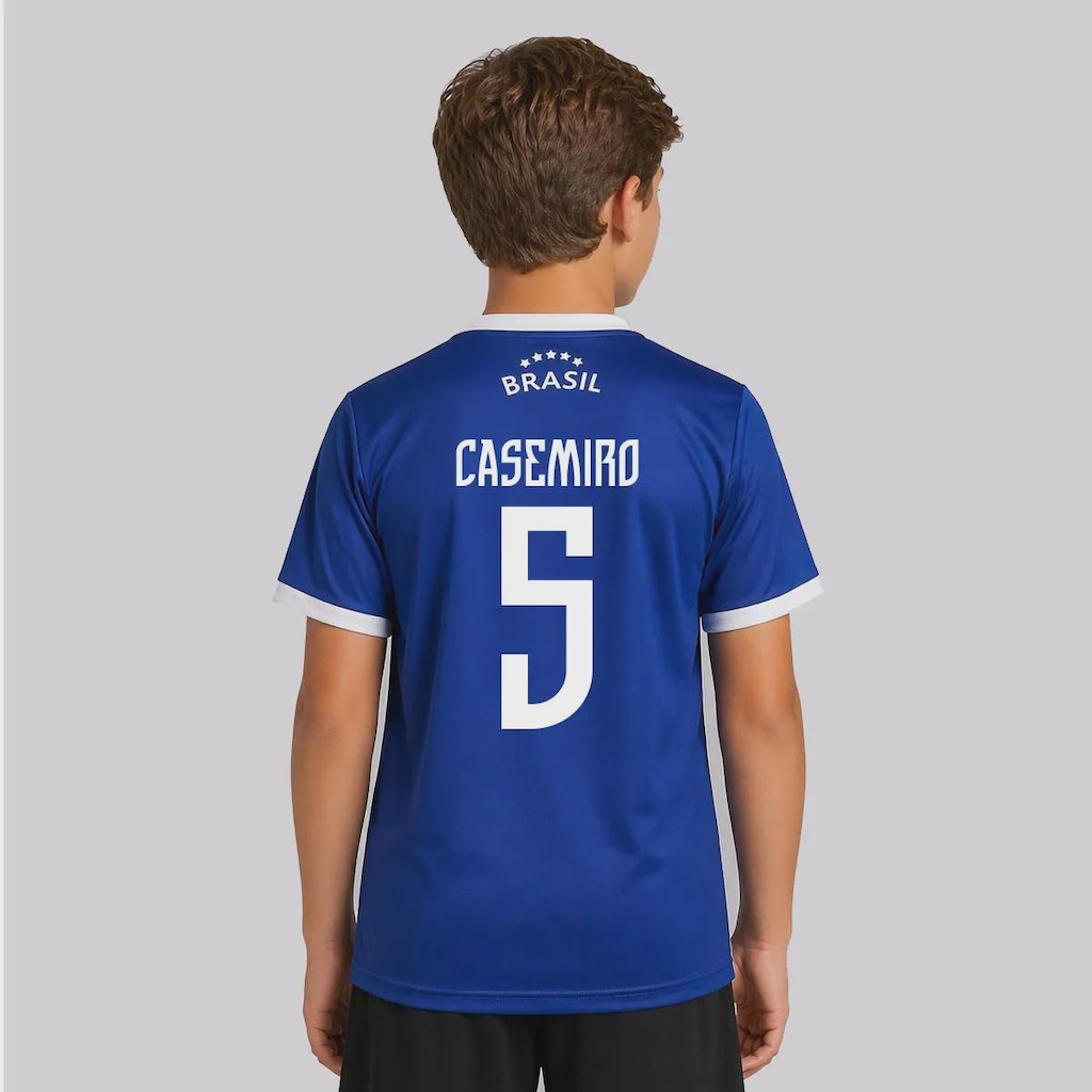 Camisa FutFanatics Brasil Canarinho 5 Casemiro Infantil