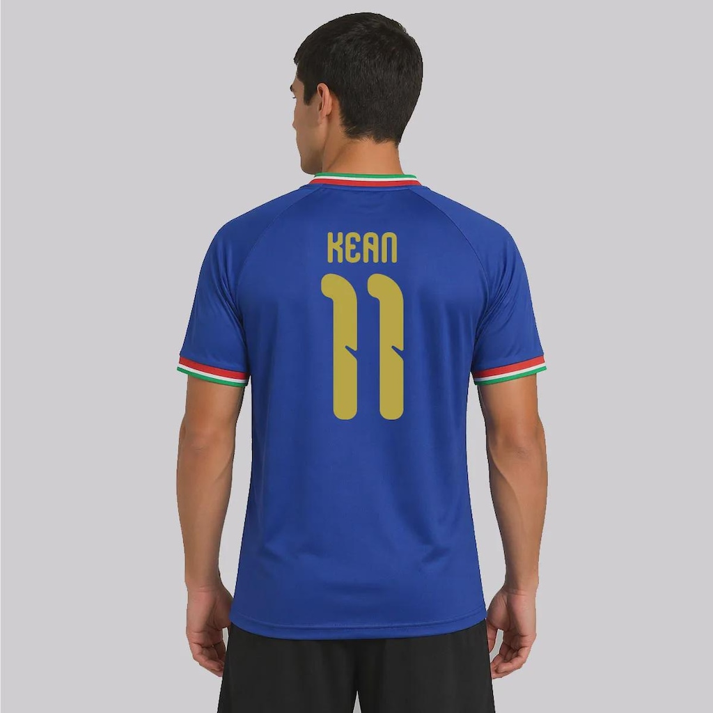 Camisa FutFanatics Itália Azzurra 11 Kean Masculina