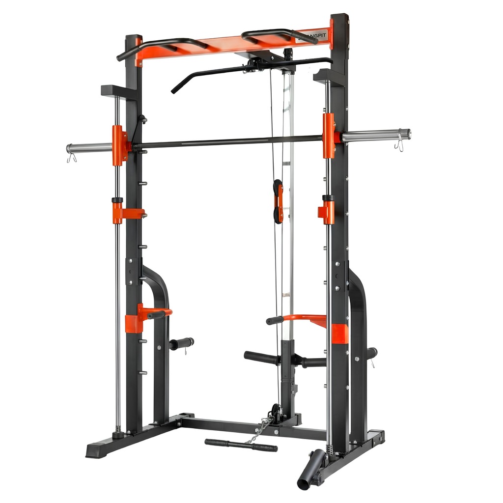 Half Rack Smith Barra Guiada Yangfit com Polias e Landmine