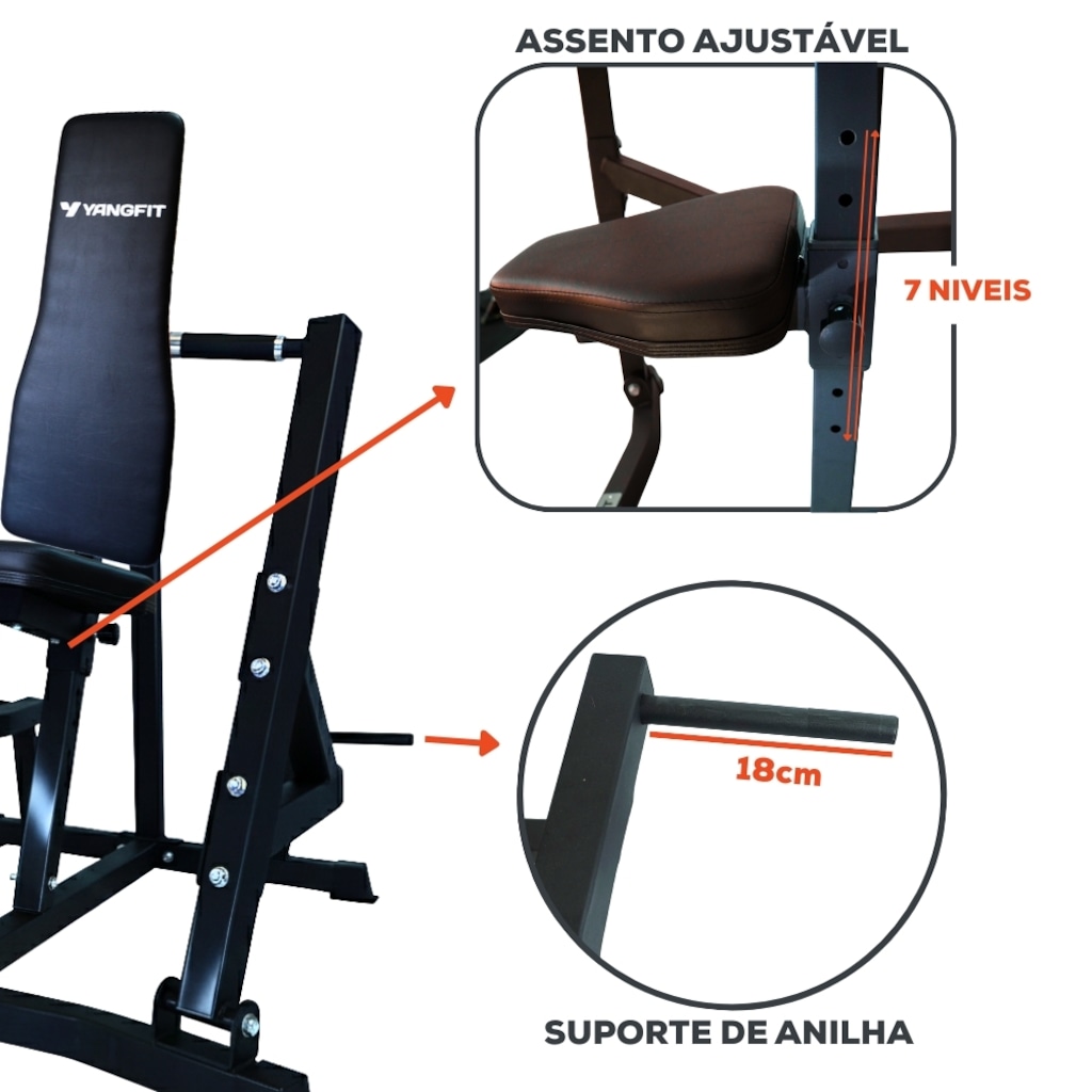 Imagem 5 do produto Supino Vertical Reto Yangfit Máquina Articulada Chest Press
