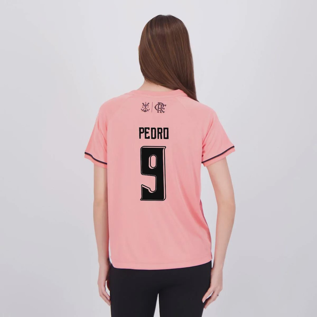 Camisa Flamengo Frequência Feminina Rosa 9 Pedro FutFanatics Feminina