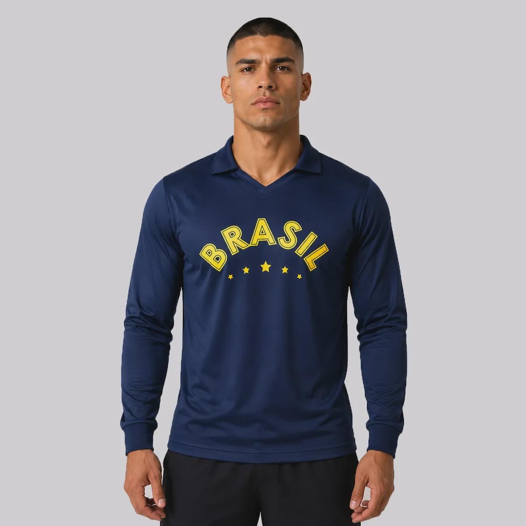 Camisa Brasil Seleça Manga Longa Masculina