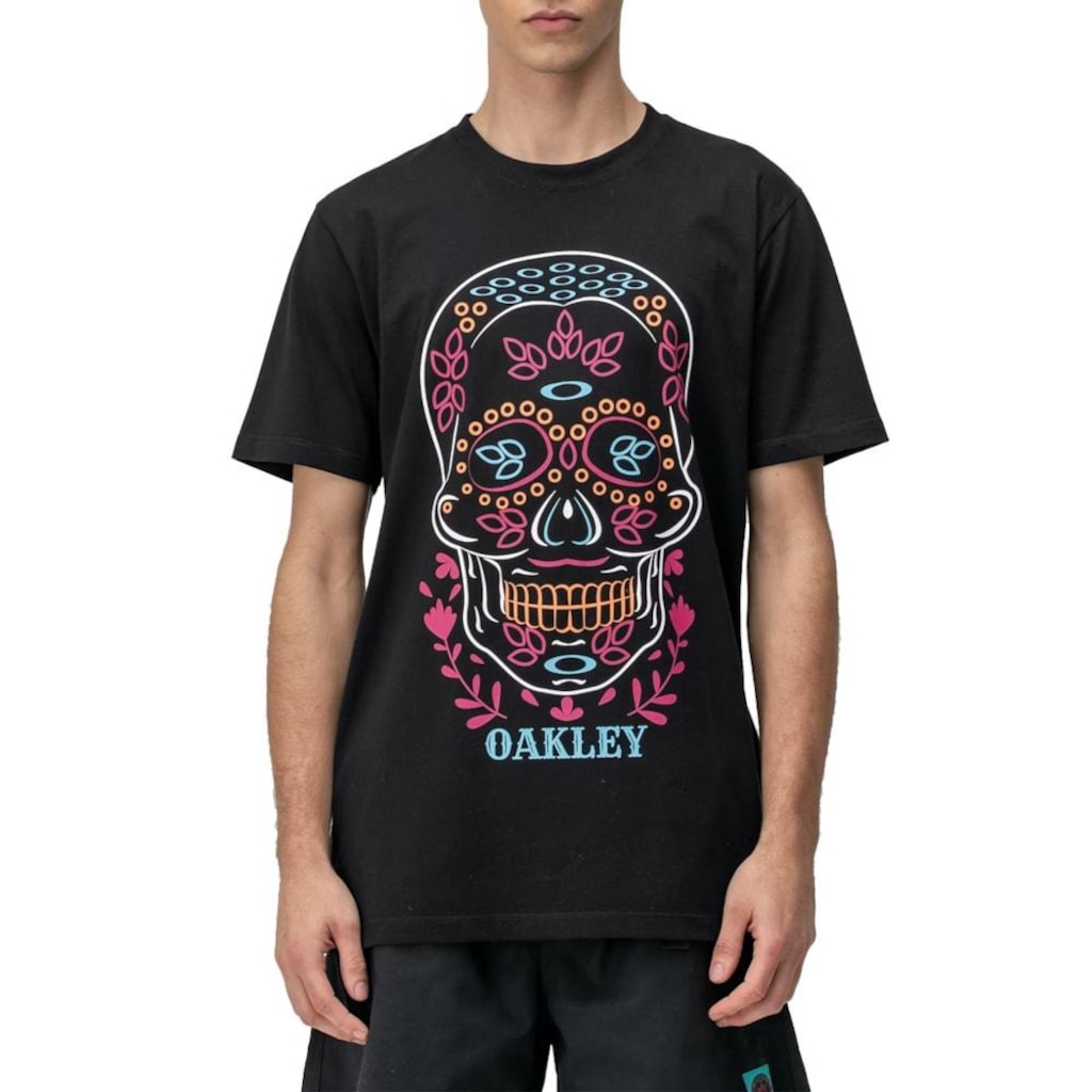 Camiseta Oakley Dia De Los Muertos Skull Black - Masculina