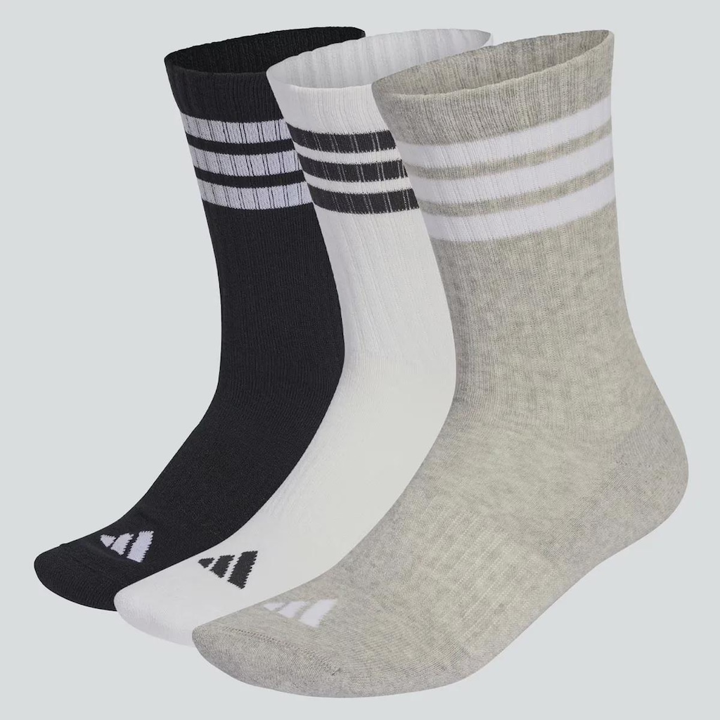 Kit Meia adidas 3 Stripes CRW - 3 Pares