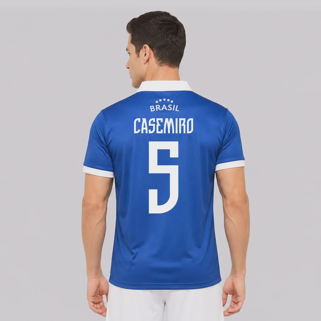 Camisa Brasil Seleça Azul 5 Casemiro Masculina