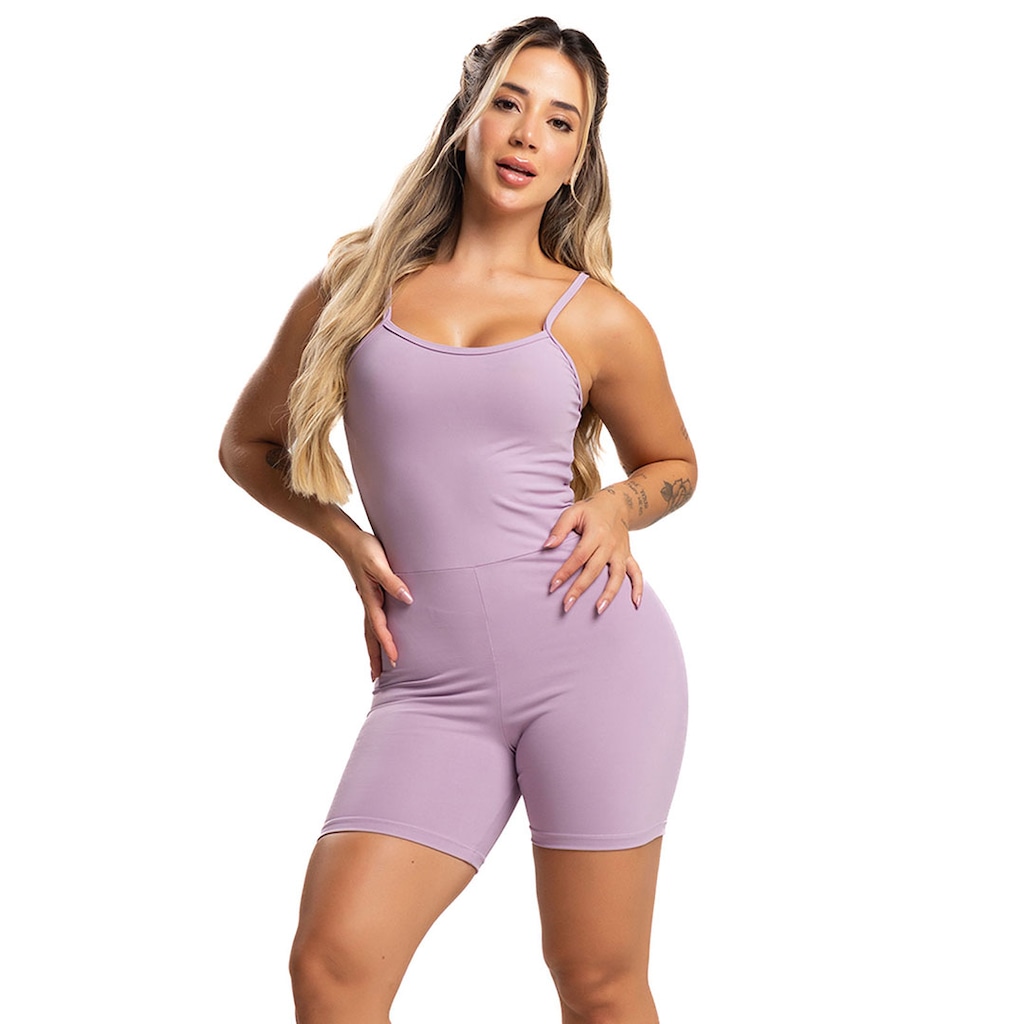 Macaquinho Fitness Mvb Modas Alcinha Costas Nua Poliamida - Feminino