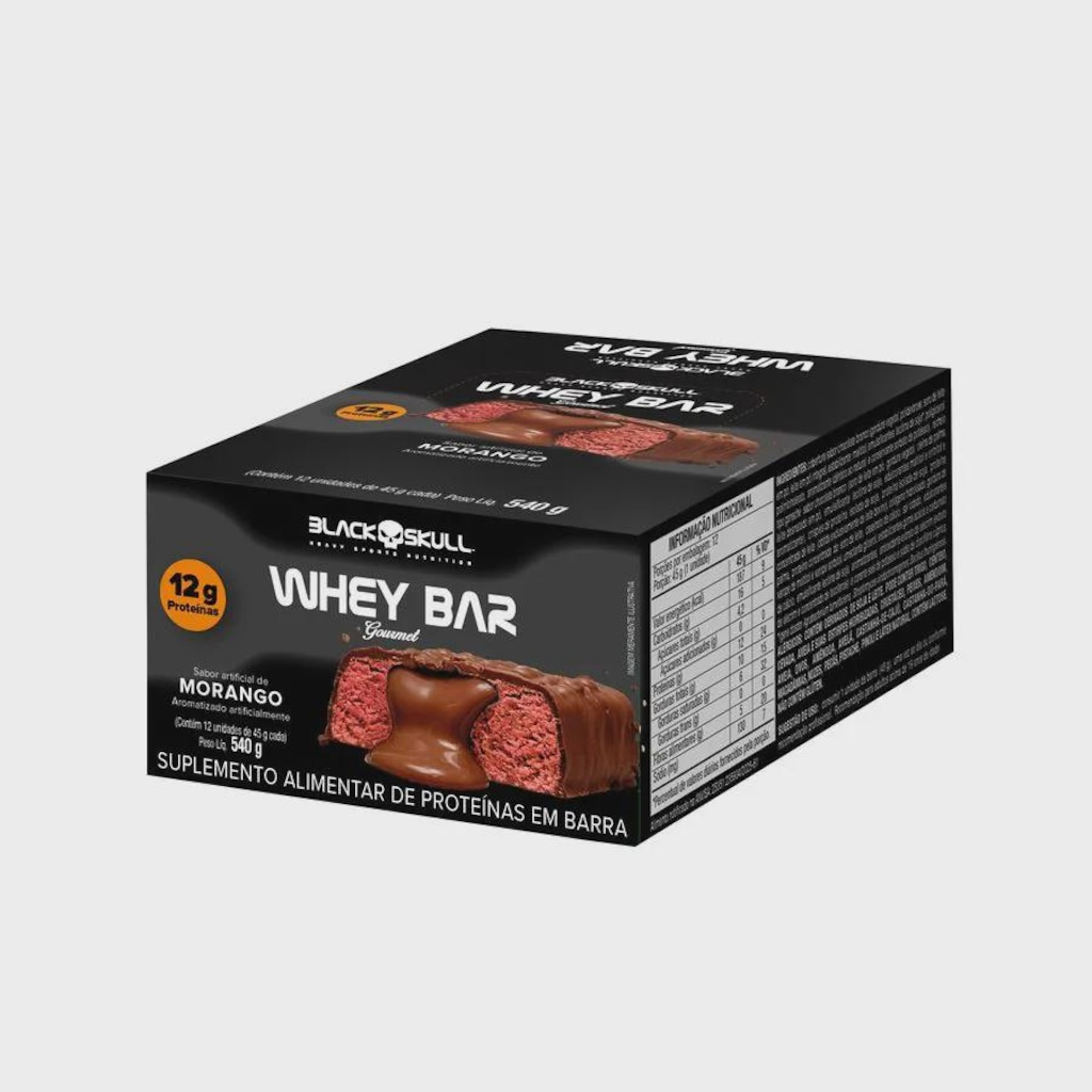 Barra de Proteína Whey Bar Gourmet Zero - Caixa 12 Unidades - Black Skull