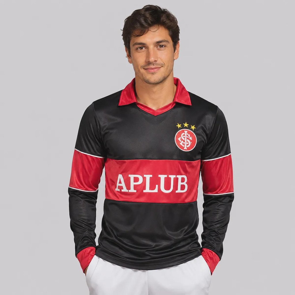 Camisa Internacional Retrô 1987 Goleiro Manga Longa Masculina
