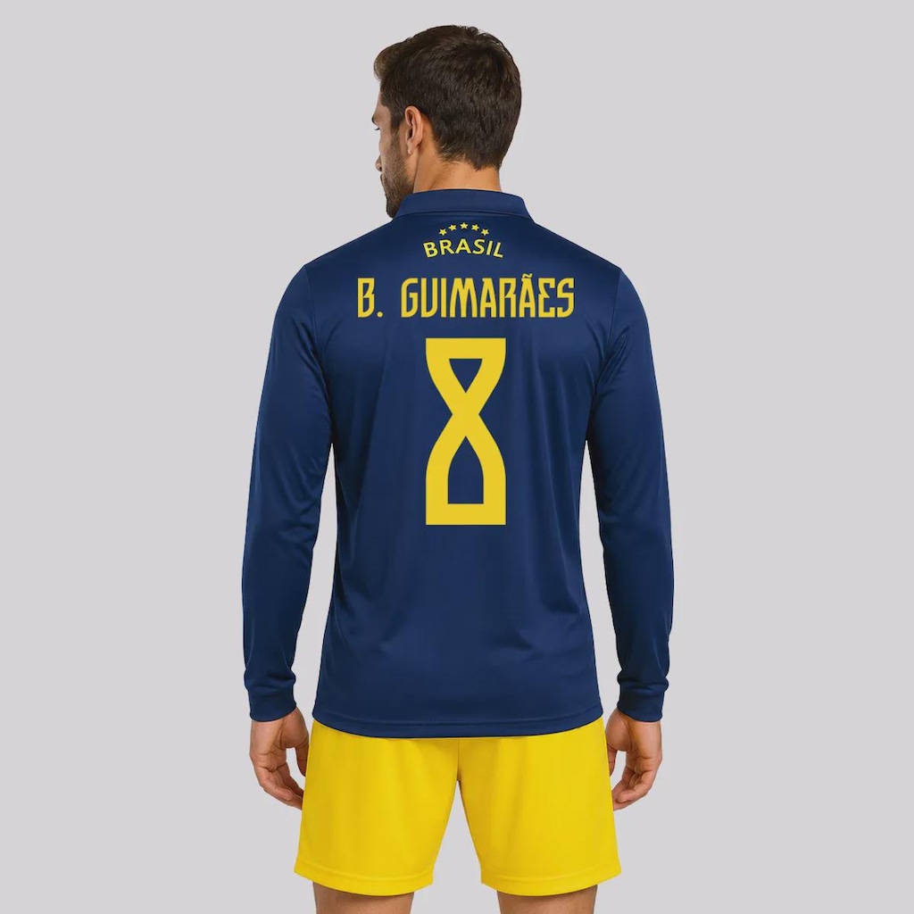 Camisa Brasil Seleça Manga Longa 8 B. Guimarães Masculina