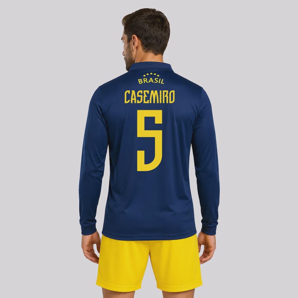 Camisa Brasil Seleça Manga Longa 5 Casemiro Masculina