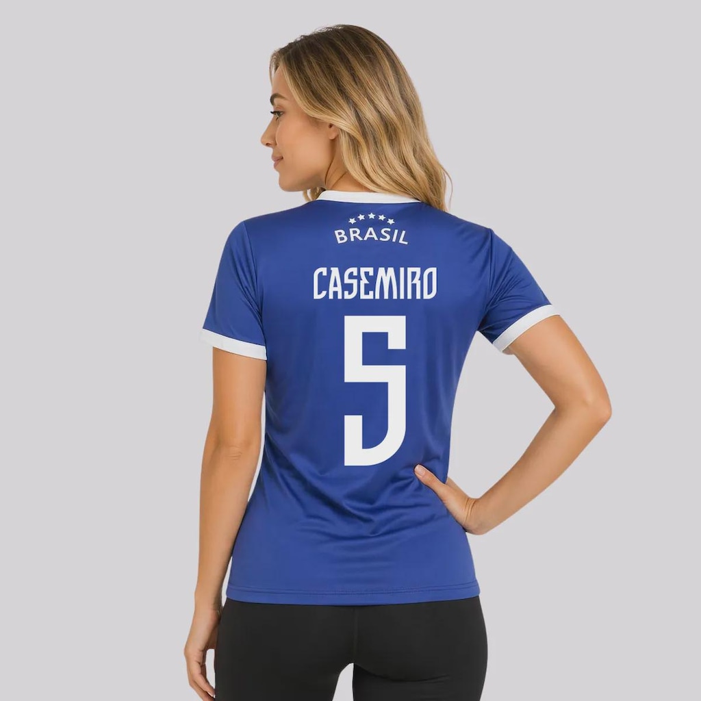 Camisa Brasil Canarinho 5 Casemiro Feminina