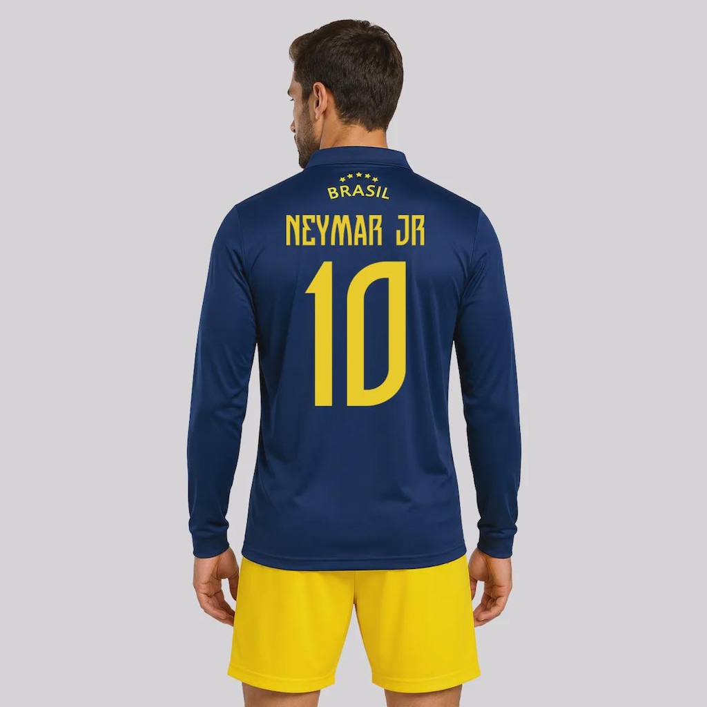 Camisa Brasil Seleça Manga Longa 10 Neymar Jr Masculina
