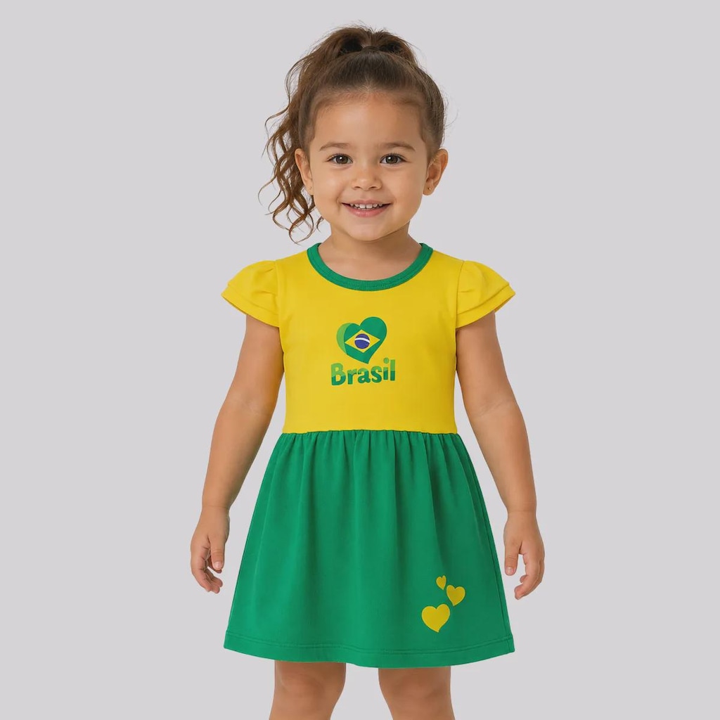 Vestido Brasil Torcida Infantil