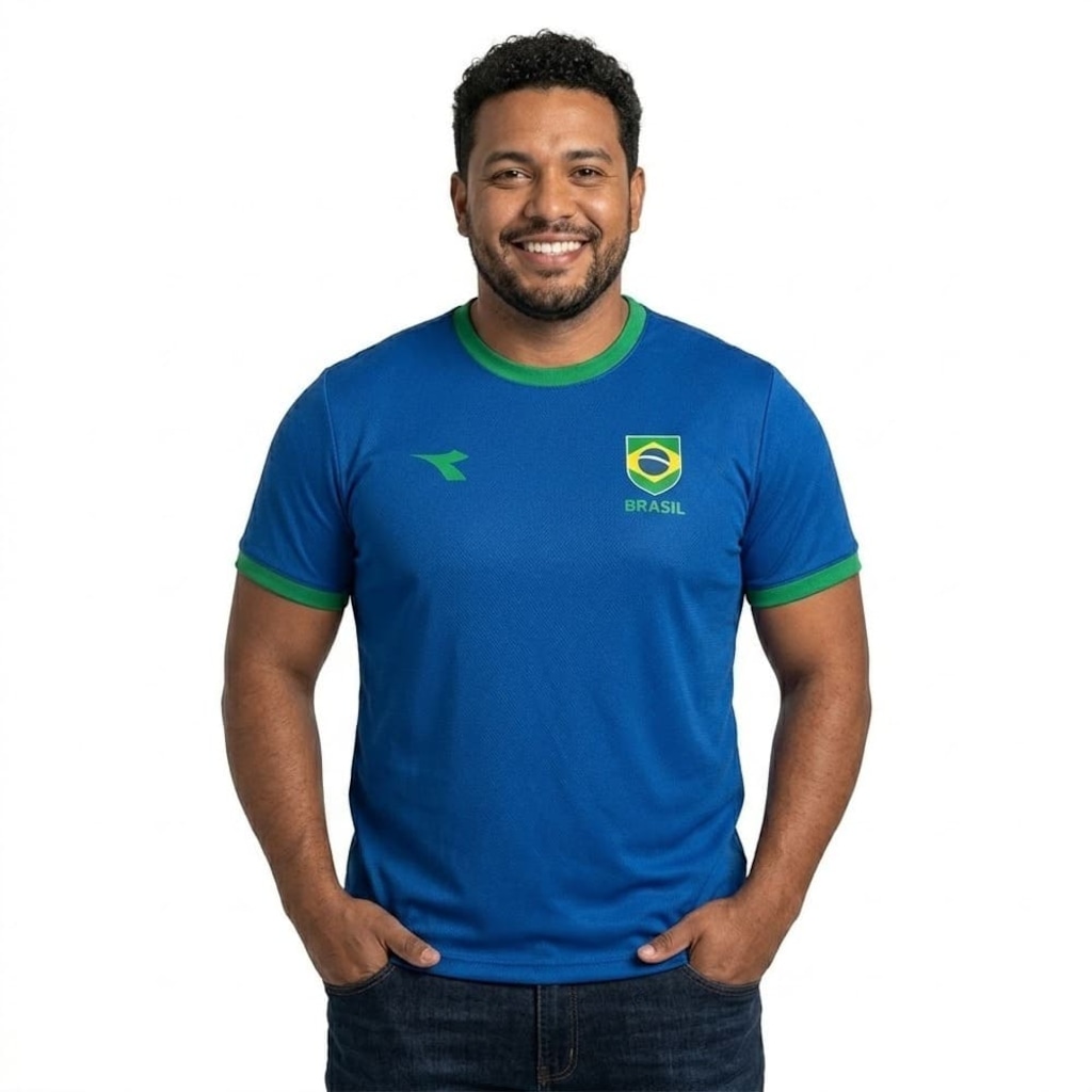 Camiseta do Brasil Diadora Campione Escudo Plus - Masculina