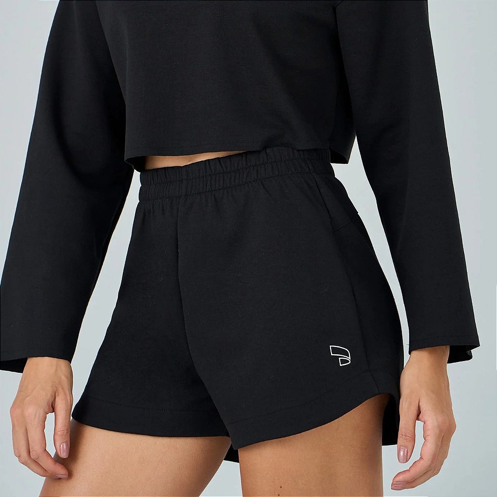 Shorts Alto Giro Moletom Detalhe Holográfico WT26 - Feminino