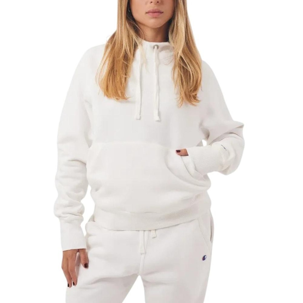 Blusão de Moletom Canguru Champion Hoodie Raglan - Feminina