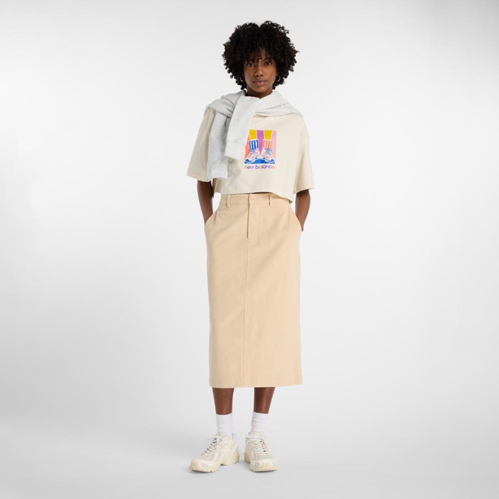 Saia New Balance Stretch Corduroy Midi Feminina