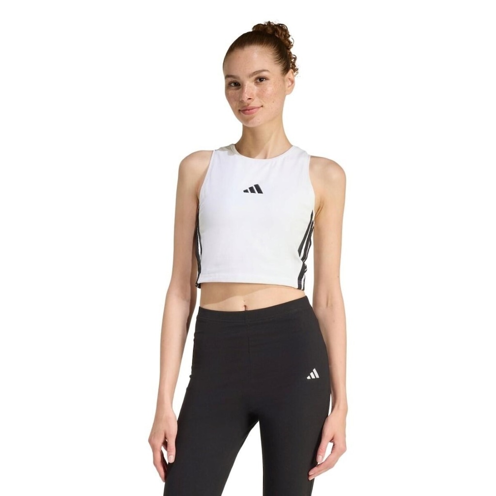 Regata Cropped adidas Acolchoada Essentials 3 Listras - Feminina