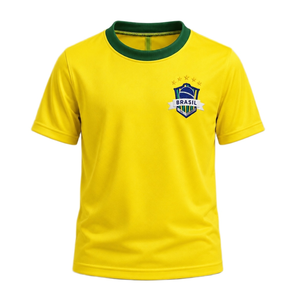 Camisa do Brasil Escudo Dry Amarelo Hyperbole - Infantil