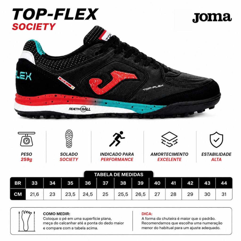 Imagem 3 do produto Chuteira Society Adulto Joma Top Flex Rebound