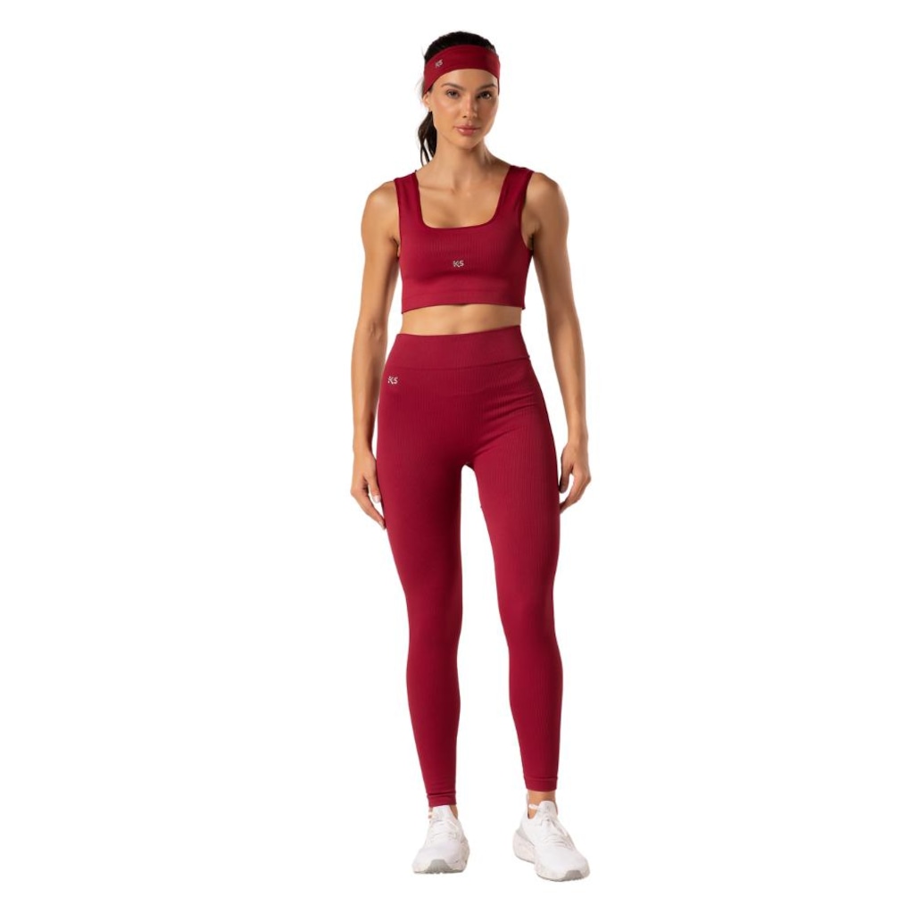 Calça Legging Malhas Keeper Canelada sem Costura Feminina