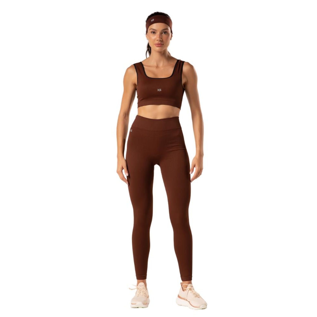 Calça Legging Malhas Keeper Canelada sem Costura Feminina