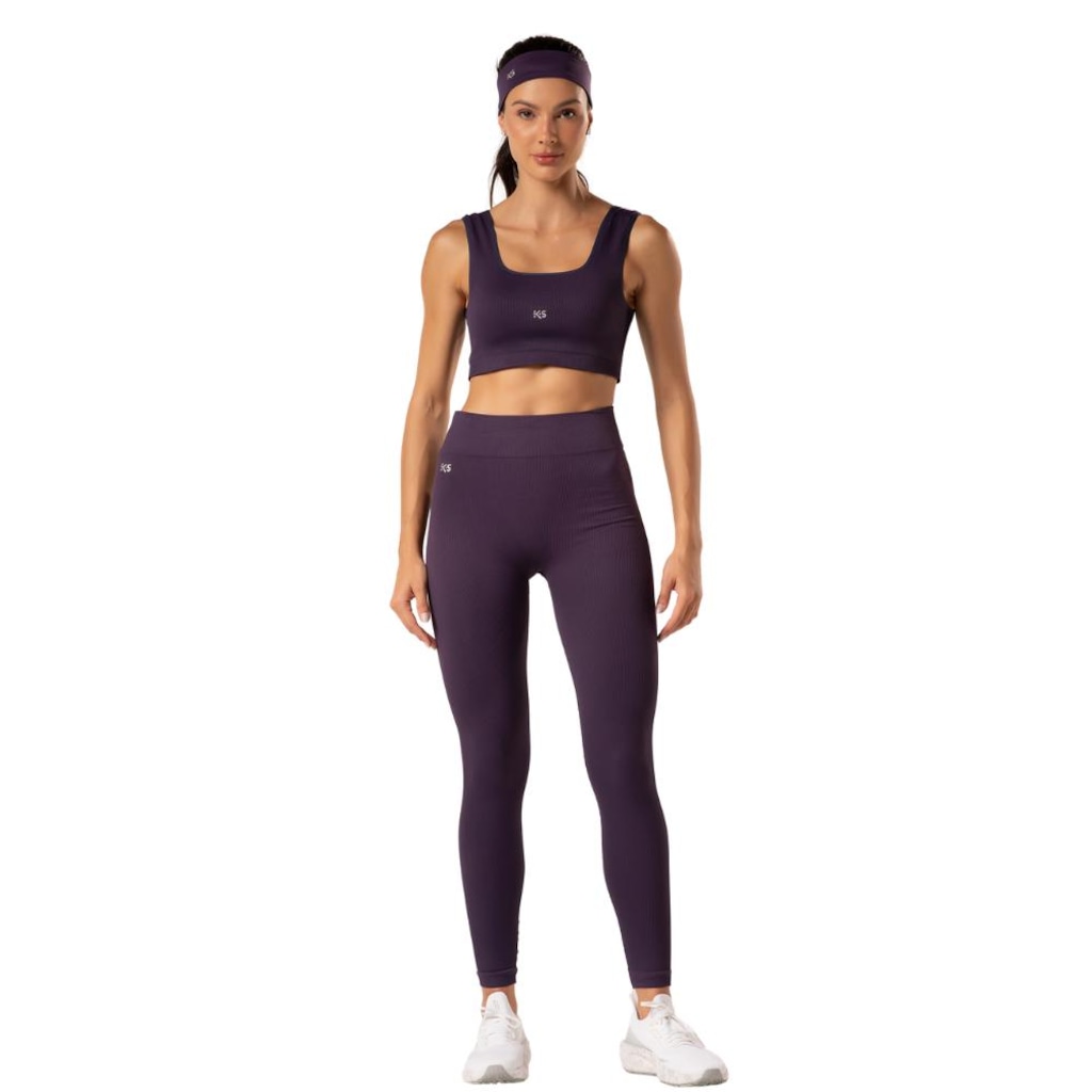 Calça Legging Malhas Keeper Canelada sem Costura Feminina