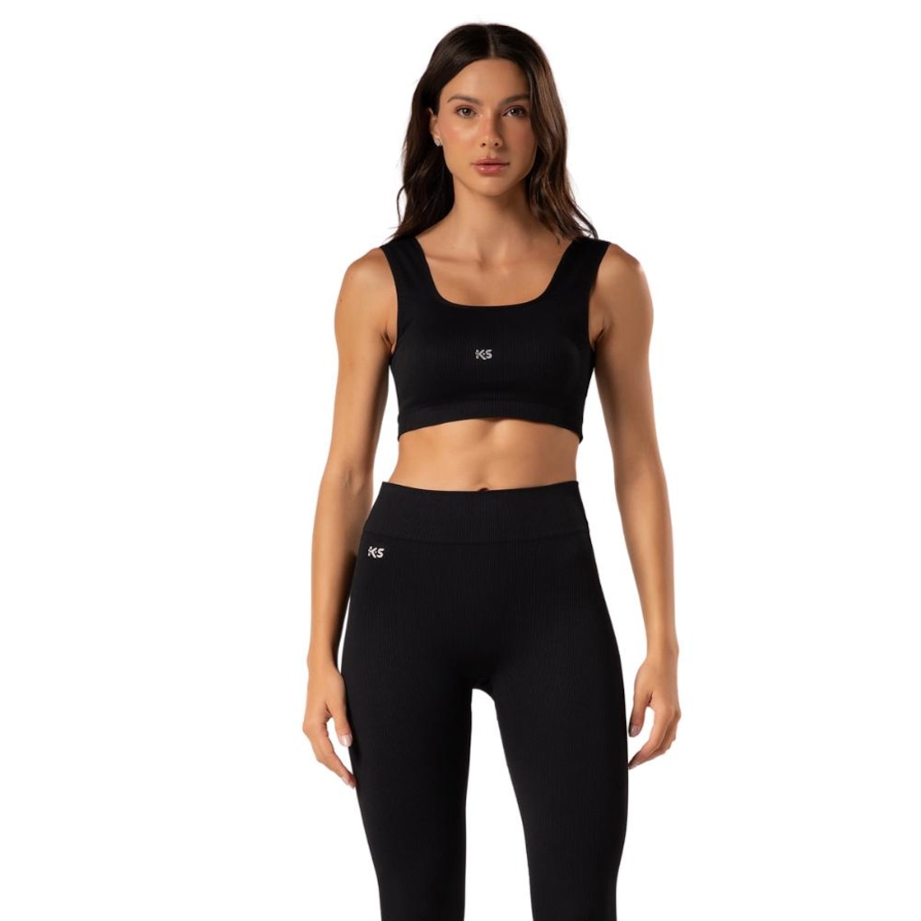 Top Cavado Canelado Malhas Keeper sem Costura Feminino