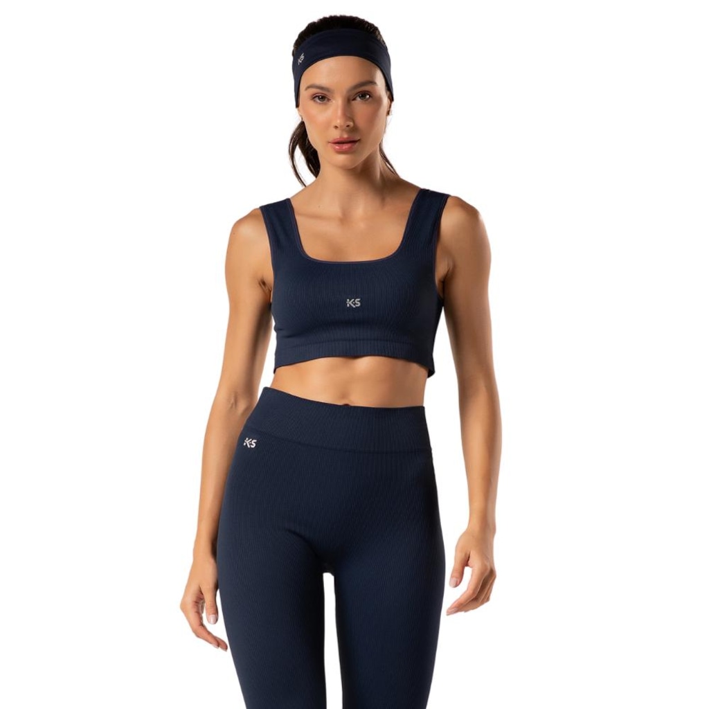 Top Cavado Canelado Malhas Keeper sem Costura Feminino