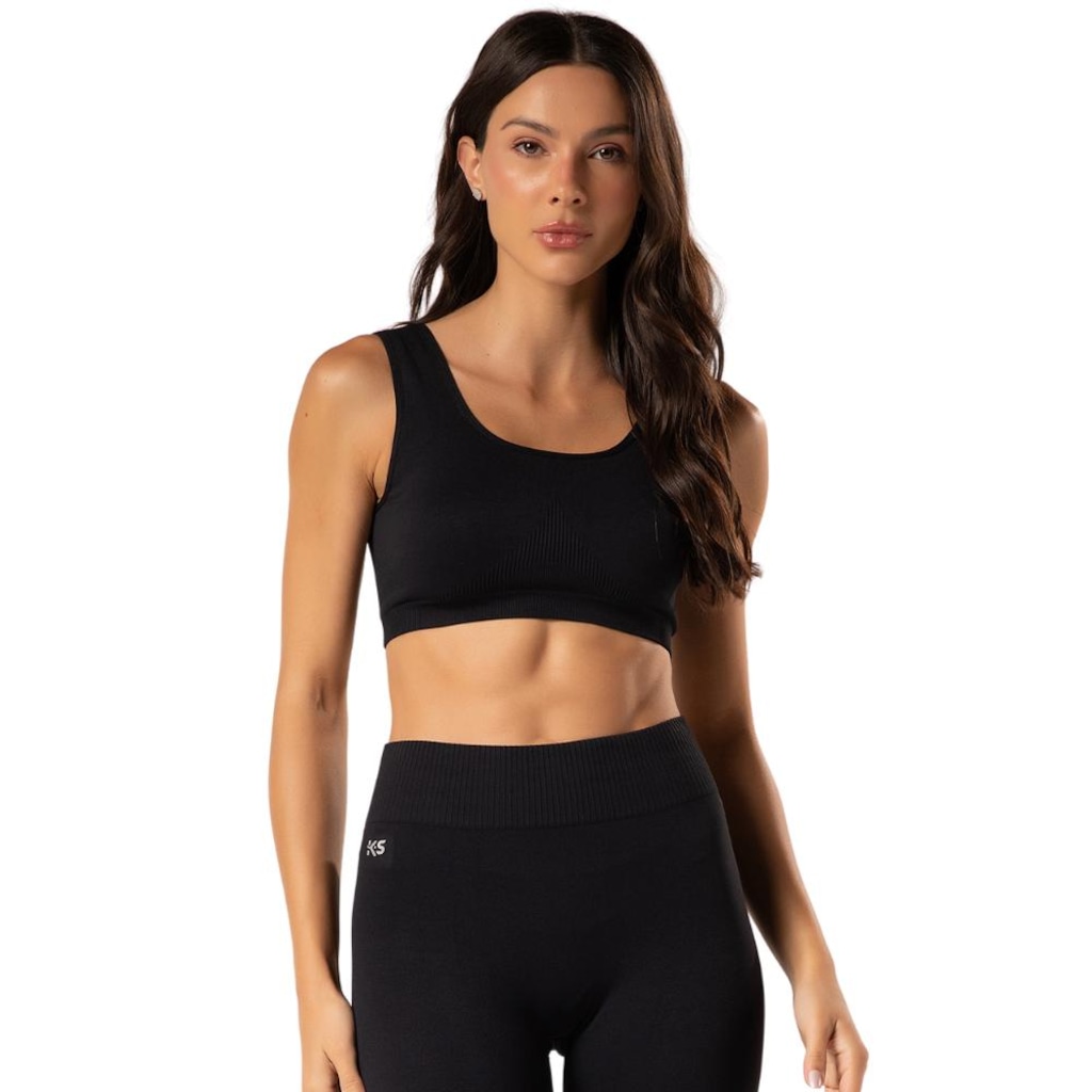 Top Malhas Keeper Cavado Liso sem Costura Feminino