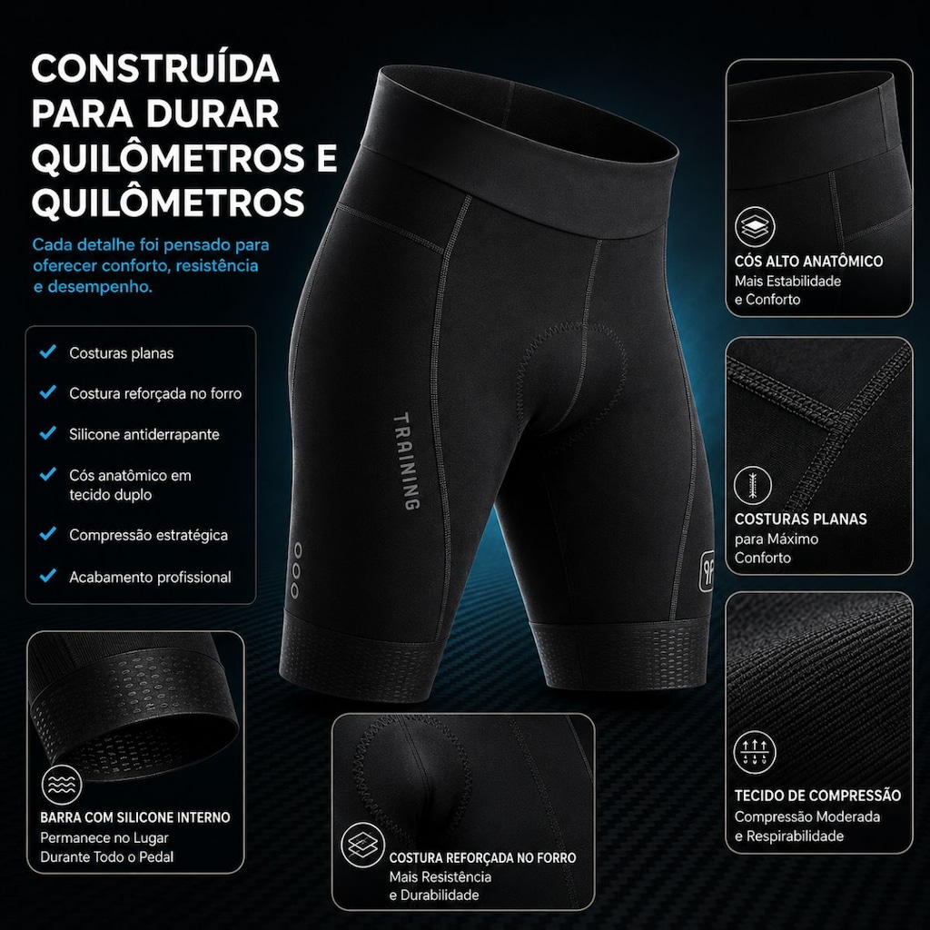 Imagem 3 do produto Bermuda Ciclismo Free Force Training Invert Gel - Masculina