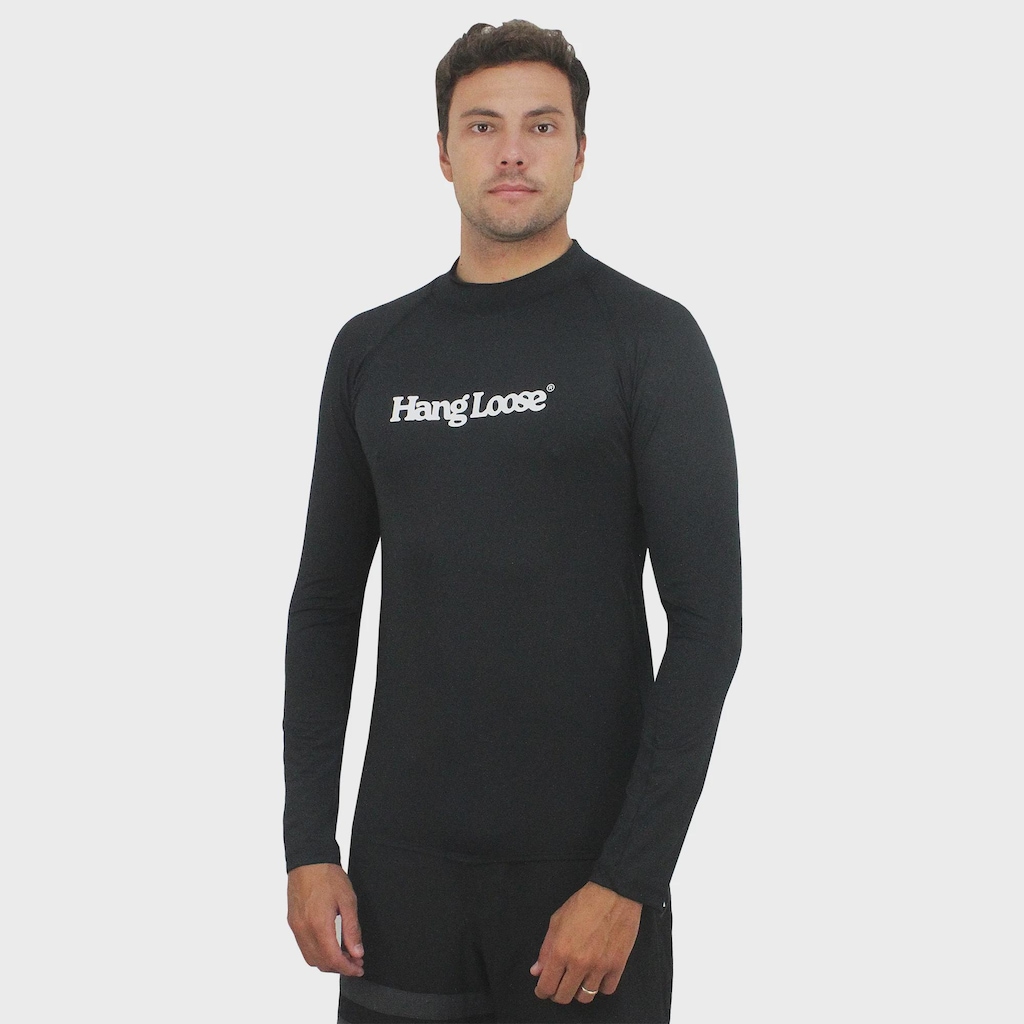 Camiseta para Surf Masculina Hang Loose Typo Black