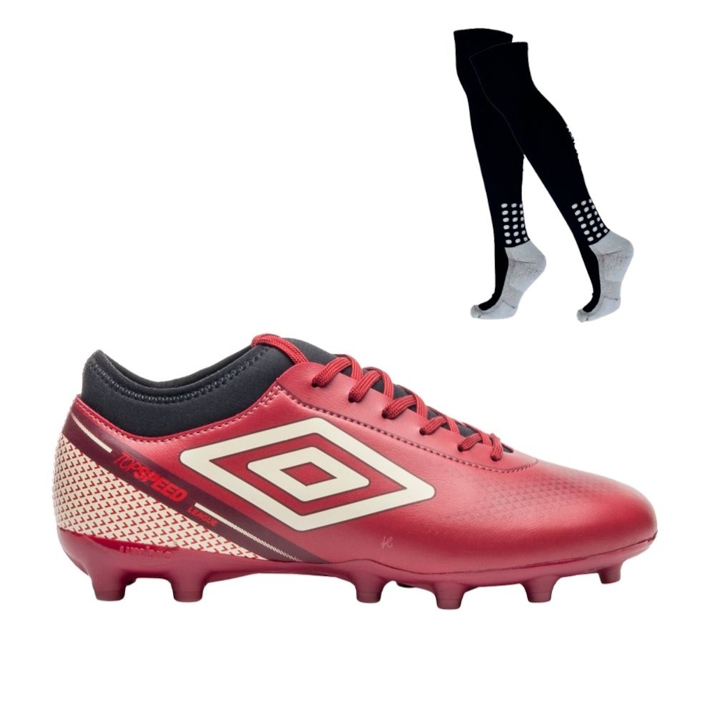 Kit Chuteira de Campo Umbro Adamant Top Speed League e Meião - Adulto