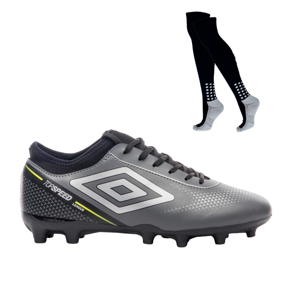 Kit Chuteira de Campo Umbro Adamant Top Speed League e Meião - Adulto