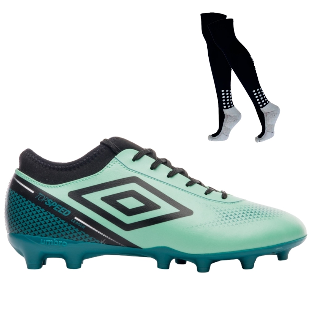 Kit Chuteira de Campo Umbro Adamant Top Speed League e Meião - Adulto