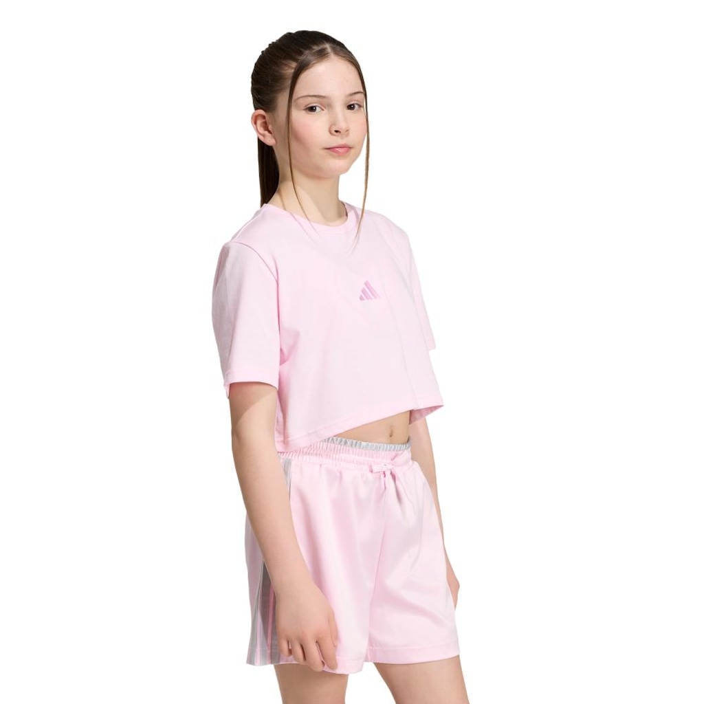 Blusa Cropped adidas com Bordado de Cetim Feminina