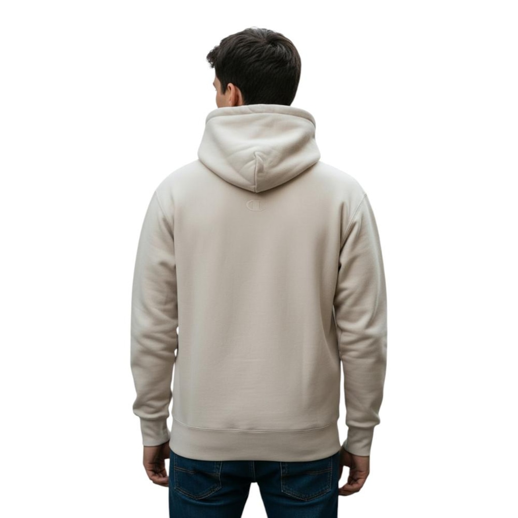 Imagem 2 do produto Moletom Masculino Champion Tech Hoodie Motion Logo Autumn Bege