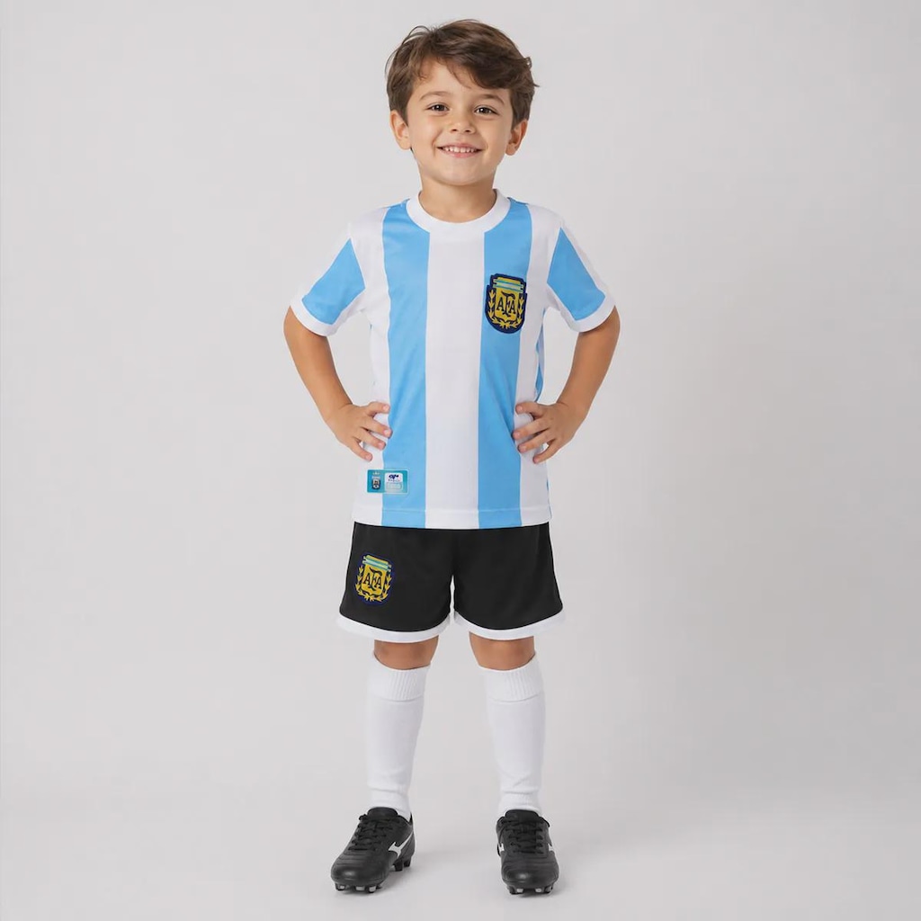 Kit de Uniforme Argentina Retrô 1986 - Infantil