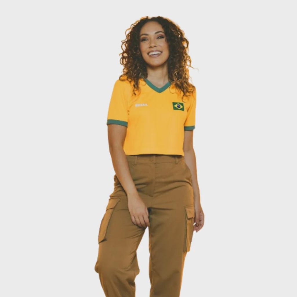 Blusa Cropped Brasil Lotus - Feminina