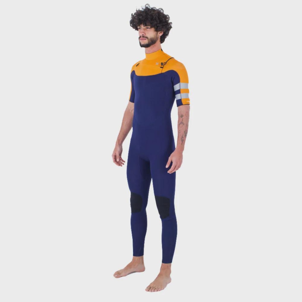 Long John Hurley Advant 2/2mm Manga Curta Chest Zip Navy Importado - Masculina