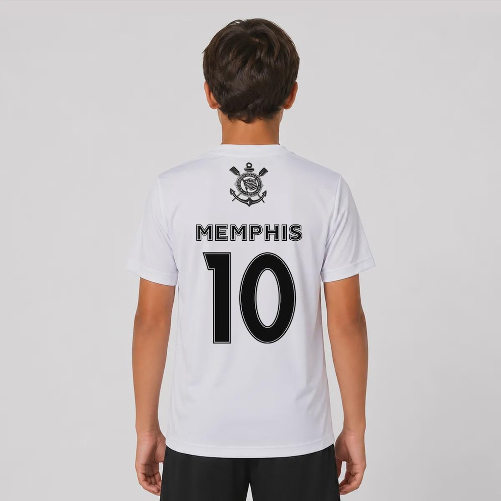 Camisa do Corinthians Escudo Black Memphis 10 Infantil