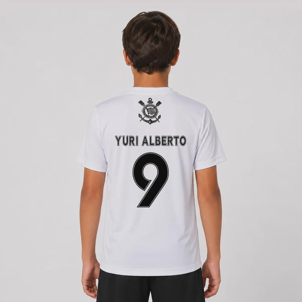 Camisa do Corinthians Escudo Black Yuri Alberto 9 Infantil
