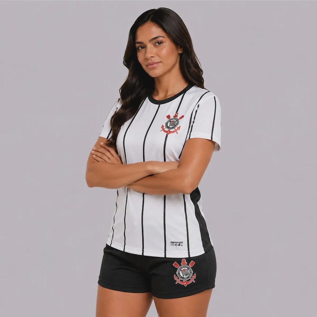 Imagem 3 do produto Camisa do Corinthians Fitness Listrada - Feminina