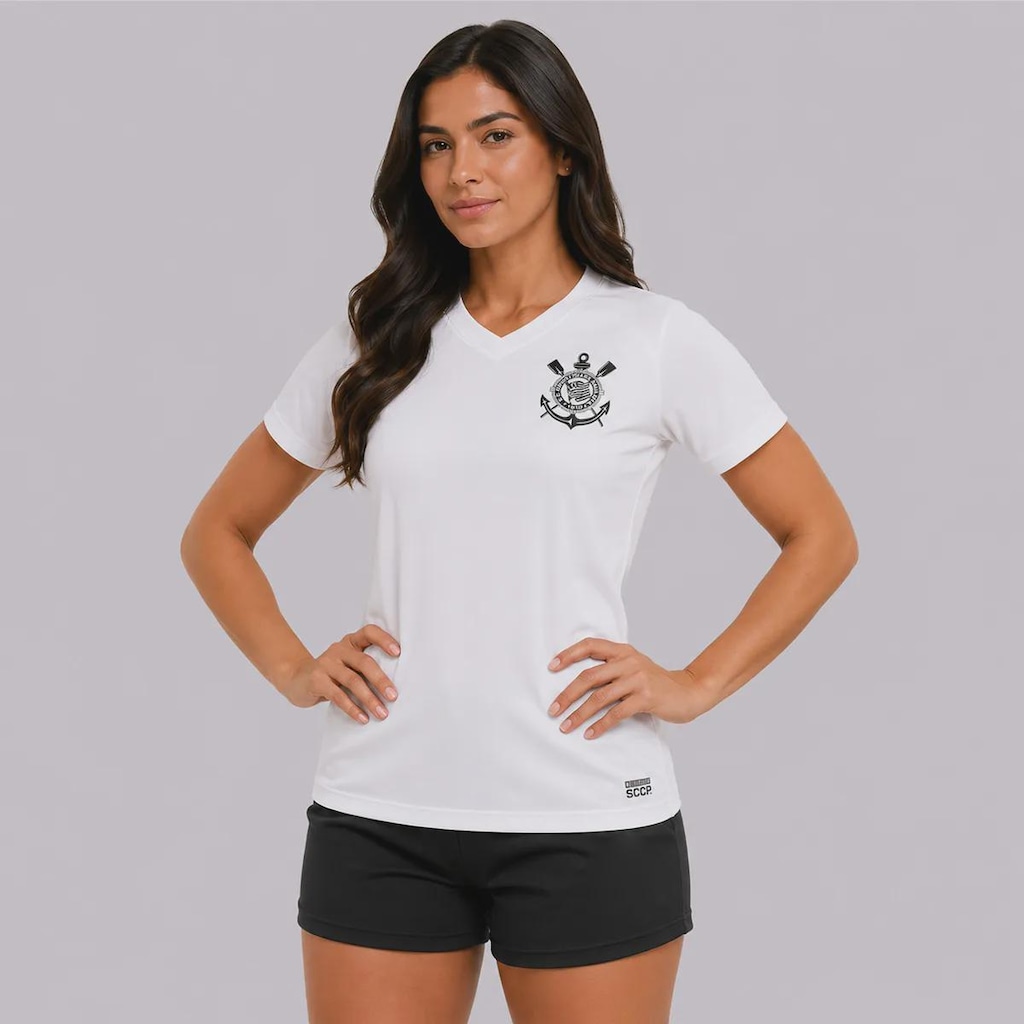 Camisa Baby Look do Corinthians Fitness Dry - Feminina